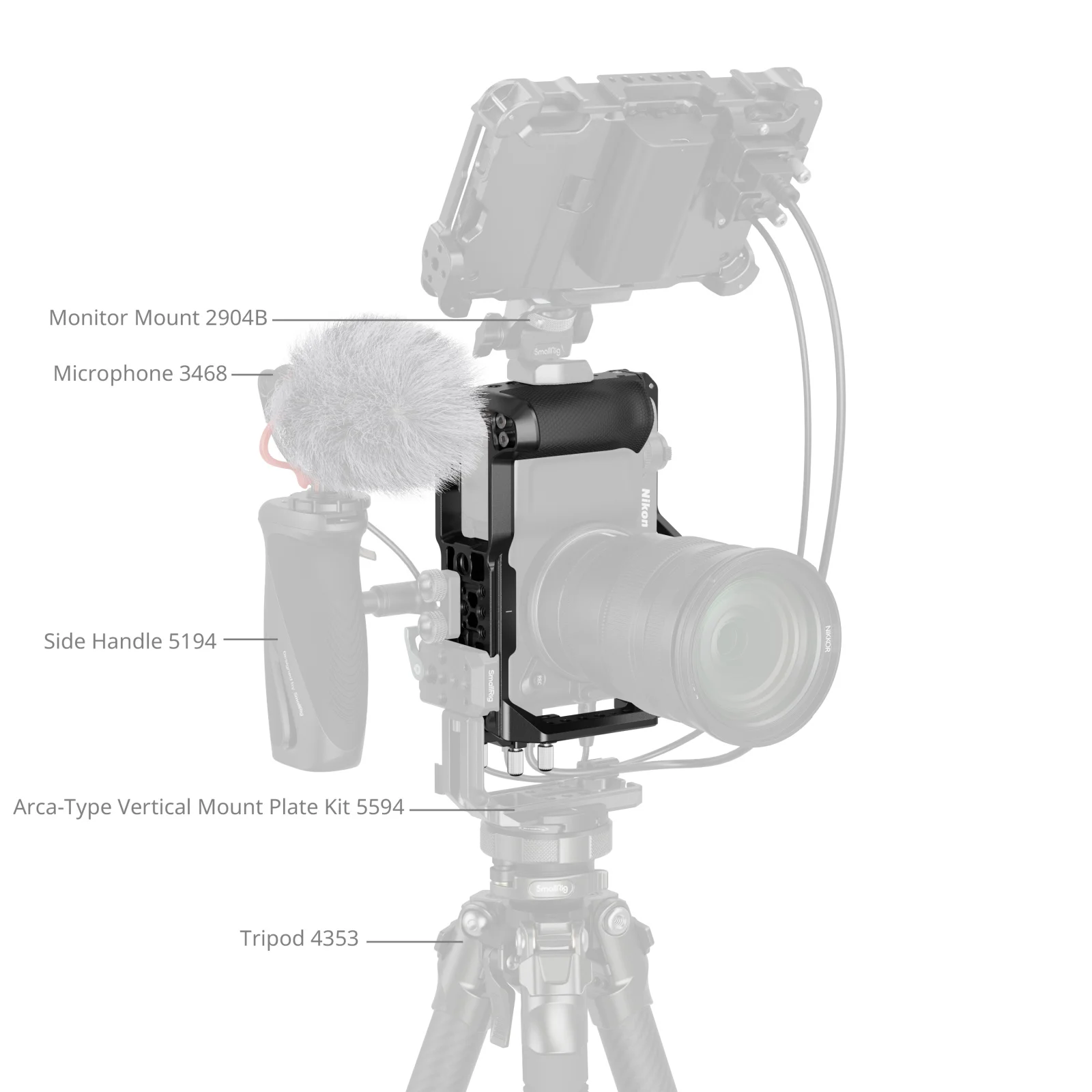 ZR Camera Cage for Nikon ZR, w Cable Clamp Silicone Handle Built-in Arca-Swiss Q