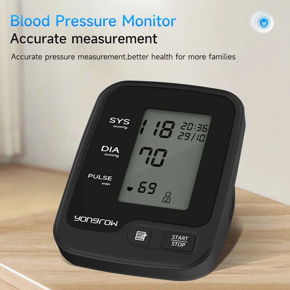 Yongrow Portable Digital Upper Arm Blood Pressure Monitor Measurement Tool 1 Pcs Tonometer Sphygmomanometer