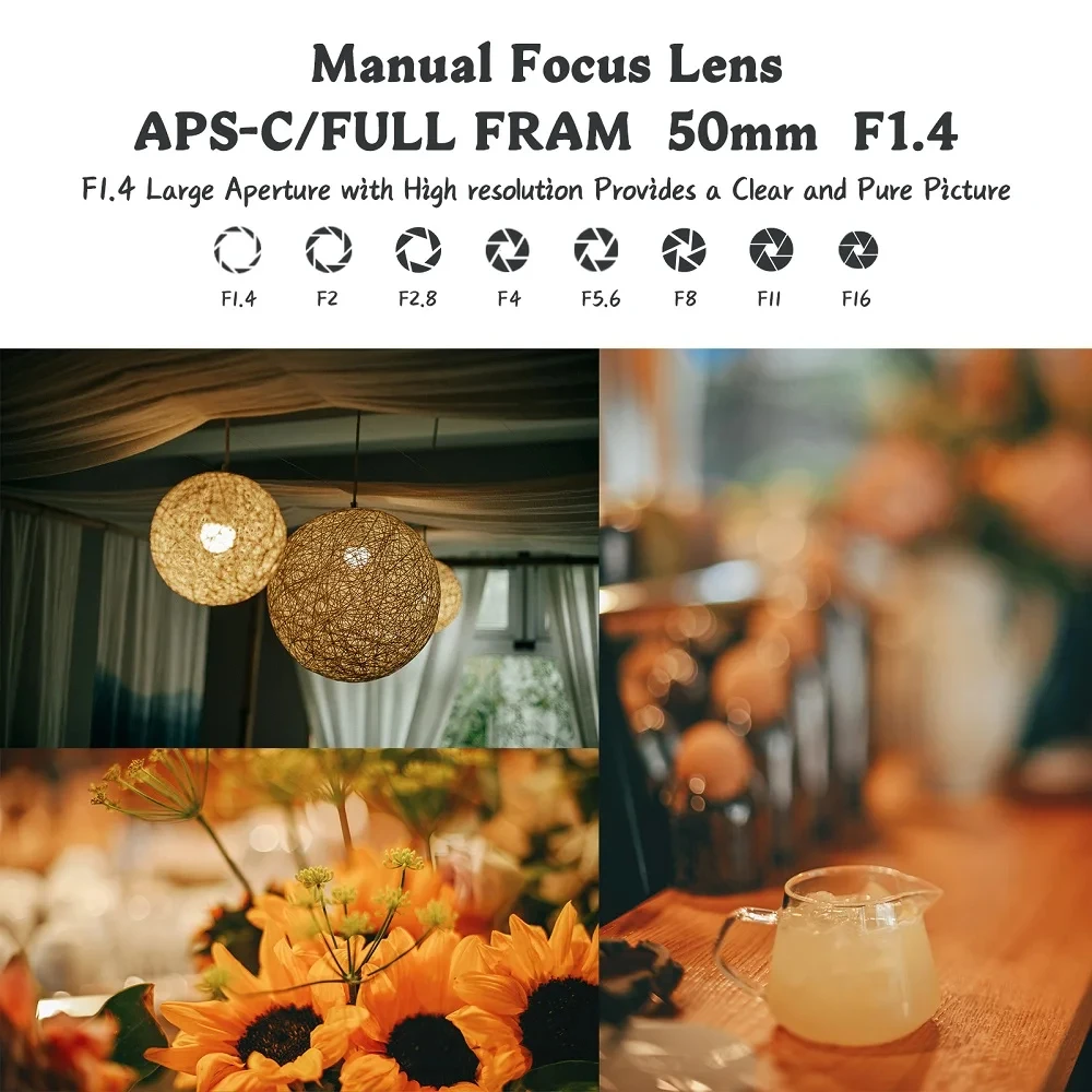 Фото Объектив AstrHori 50 мм F1.4 с большой апертурой и наклоном для Sony E Nikon Z Fuji X Canon RF Olympus Lumix M43 L Mount №3