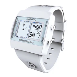 Women's Waterproof Dual Display Sports Watch with LED Backlight and Chronograph (White)