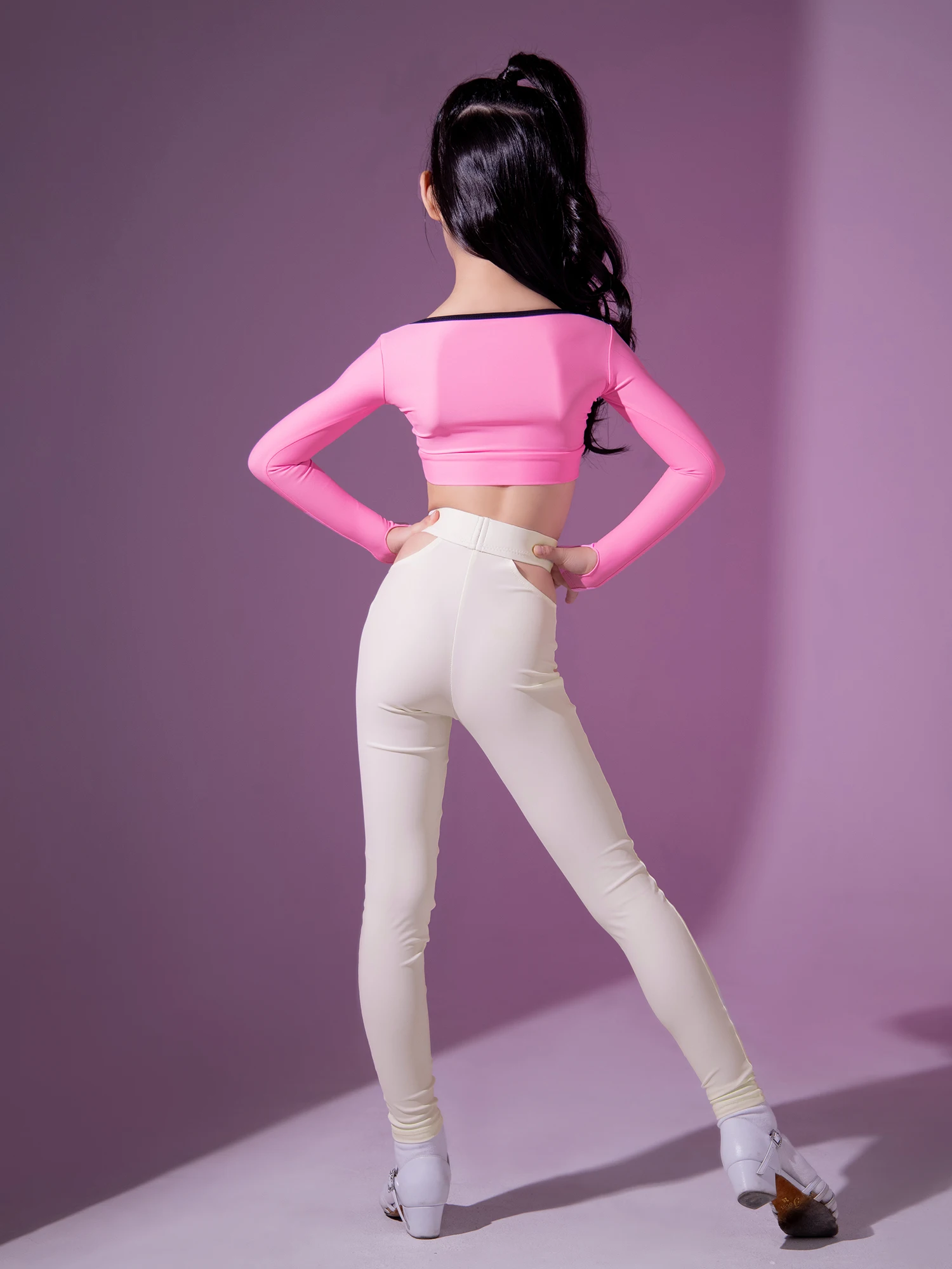 VENNY Latin dance dress separate long sleeve training dress for girls and children professional tight dance pants