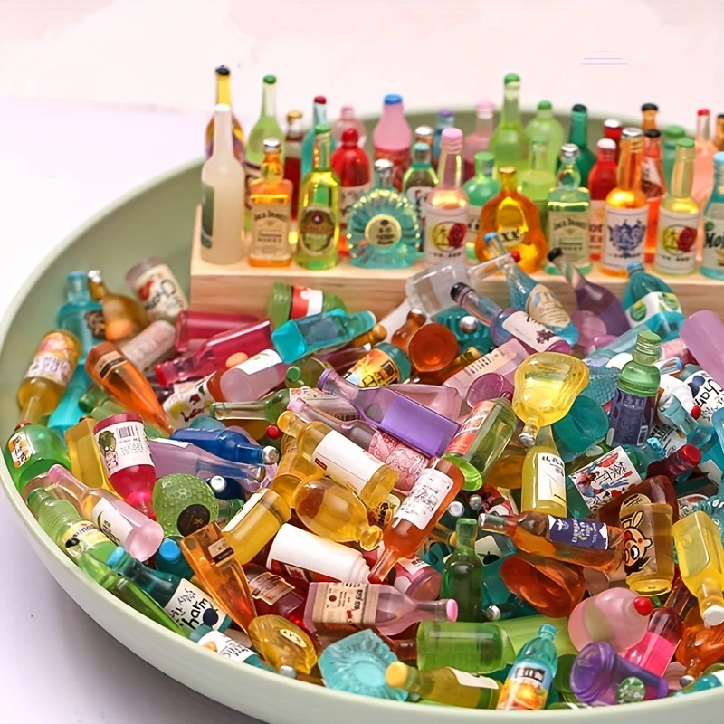 10/20/30Pcs Mix Mini Resin Bottles Drinks For Doll House Decoration Kids Pretend Play Toy 2