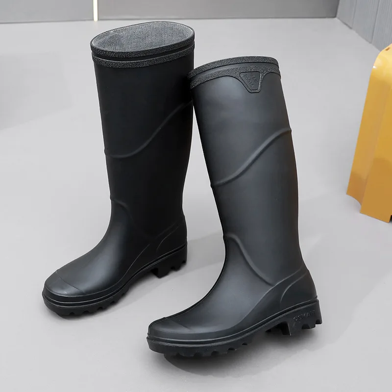 

Men's Tall Rain Boots Fashion Work Waterproof Protective Solid Color Rain Boots Men Outdoor Work Rubber Boots Platform Boot2023