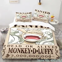 Ensemble de literie Anime One Piece pour garçons, housse de couette, housse de couette, taie d'oreiller, housse de athlon, taille simple, Queen, King Size, Intérieur a, Luffy Gear 5, enfants 1
