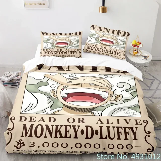 Ensemble de literie Anime One Piece pour garçons, housse de couette, housse de couette, taie d'oreiller, housse de athlon, taille simple, Queen, King Size, Intérieur a, Luffy Gear 5, enfants 1