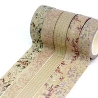 NEW 1PC 10M Decor Vintage Grid Kraft Brown Leaves Washi Tape Set for Planner Scrapbooking Masking Tape Cute Stationery Supplies 2