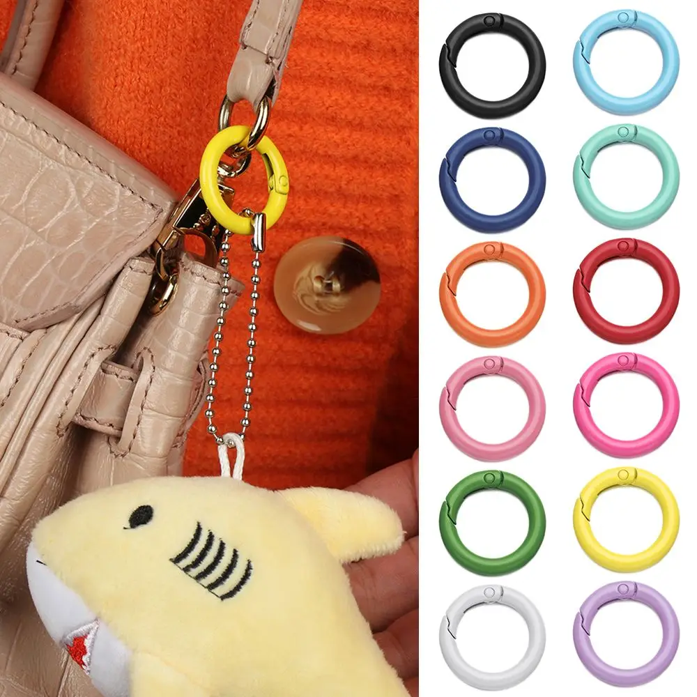 5pcs Zinc Alloy Plated Gate Spring O-Ring Buckles Clips Carabiner Purses Handbags Round Push Trigger Snap Hooks Carabiner