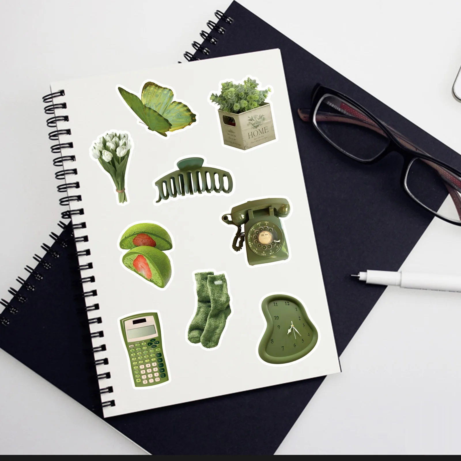 50팩 올리브 그린 예술적 DIY 스티커 방수 그래피티 데칼 (노트북, 물컵, 여행 가방, 휴대폰, 헬멧 용품)