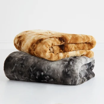 Tie-dye Imitation Rabbit Fur Blanket Luxury Fluffy Cozy Comfortable Warm Throw Blanket for Winter Decor Home Sofa Bedspread 4