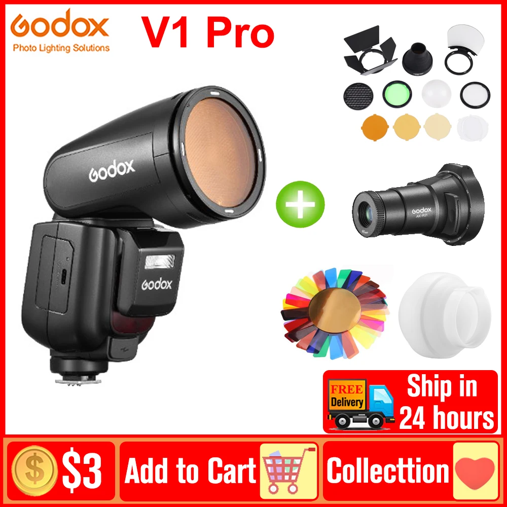 

Godox V1Pro V1 V1-C V1-N V1-S V1-F Pro TTL Li-Ion Беспроводная вспышка с круглой головкой для Canon Sony Nikon Fuji Olympus