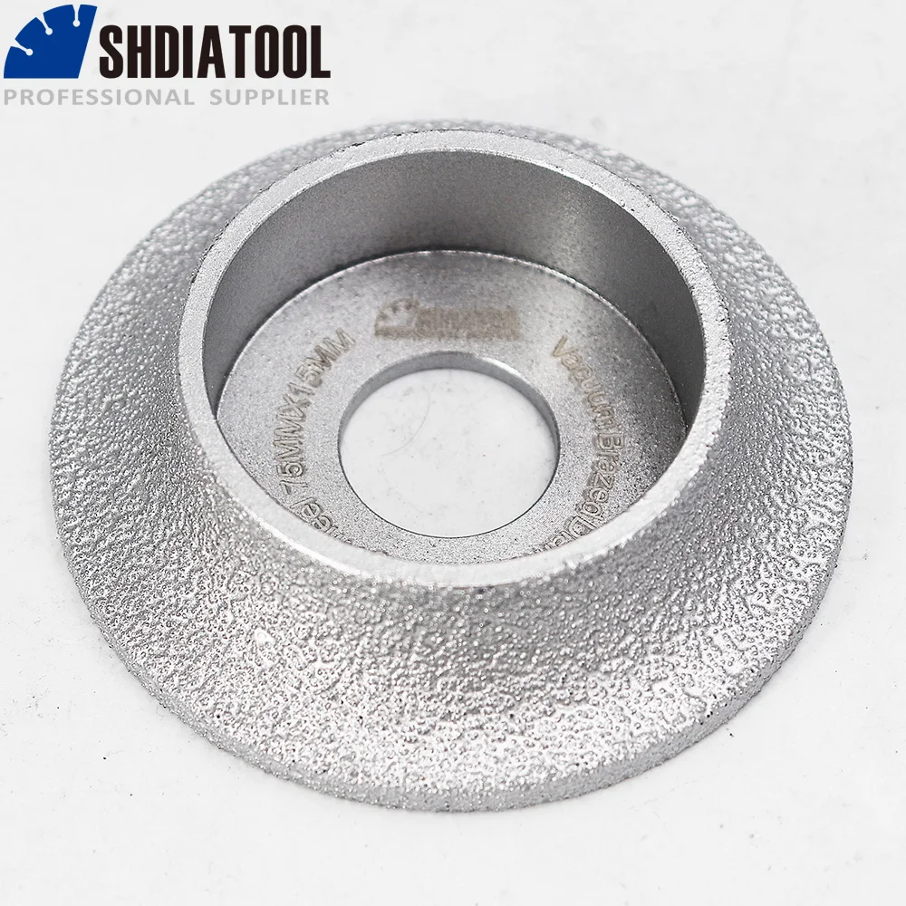 SHDIATOOL 2pcs Dia75mm Vacuum Brazed Diamond Profile Grinding Wheel For Demi-bullnose (15mm+20mm) Vacuum Brazed Diamond Tools