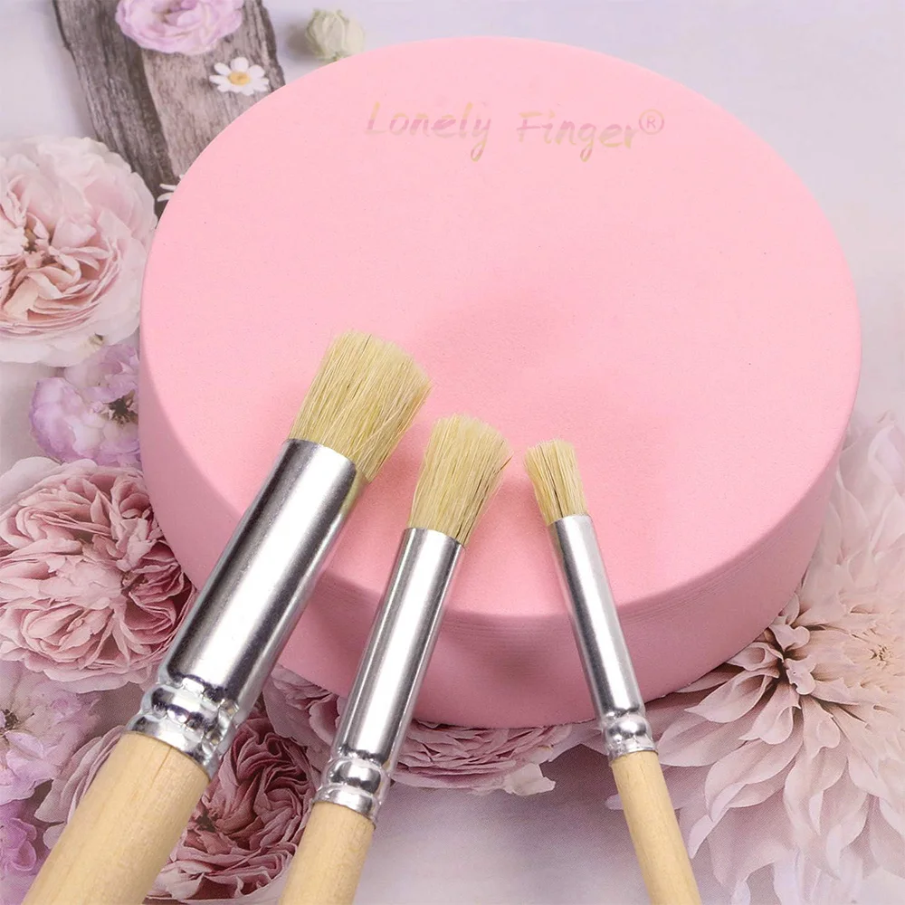 6/12pcs Wooden Stencil Brush Natural Bristle Wood Template Art Paint Brushes for Acrylic Oil Watercolor Painting DIY Crafts 6