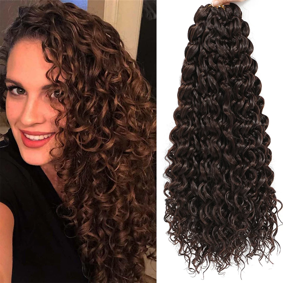 GoGo Curl Crochet Braids 18 Inch Ombre Water Wave Crochet Hair deep wave Braiding hair Synthetic Curly Crochet Hair Extensions
