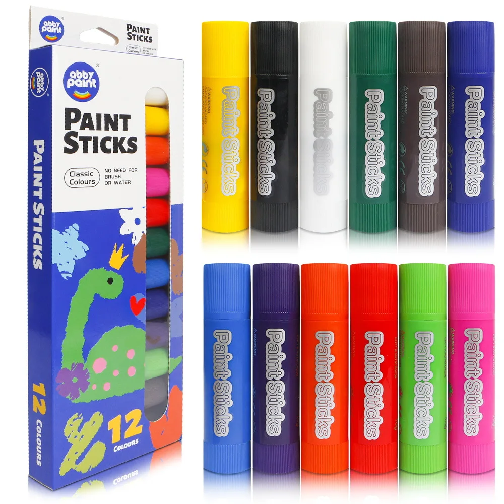 Water Soluble Children's Crayons, Quick Drying and Non Dirty Hands, 12 Color Boxed Art Painting, Graffiti, Hand Drawn Brushes - 2