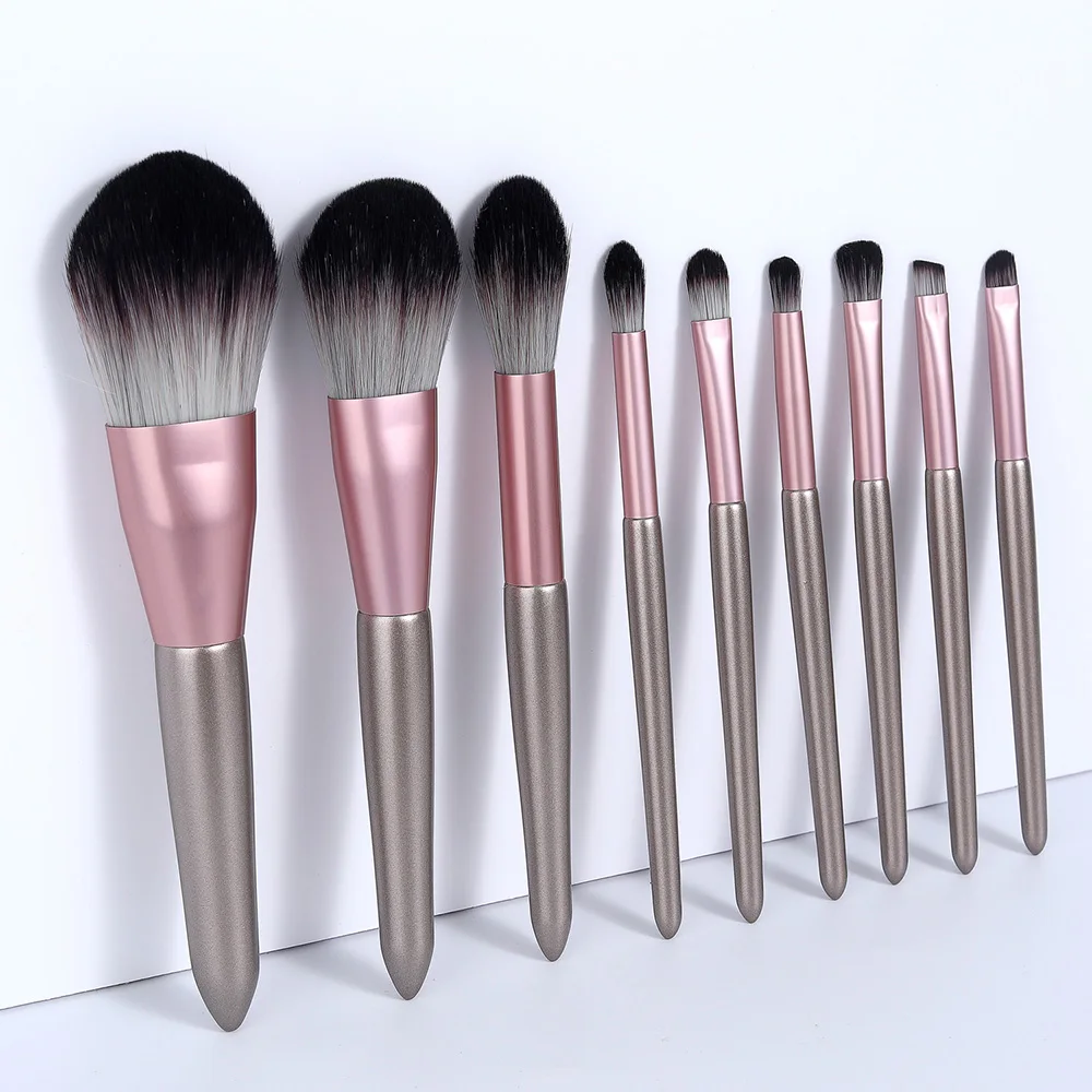 

Custom 9pcs Makeup Brushes Set Women Beauty Tools Blush Powder Eyeshadow Eyeliner Blending Make Up Brush Private Label Bulk