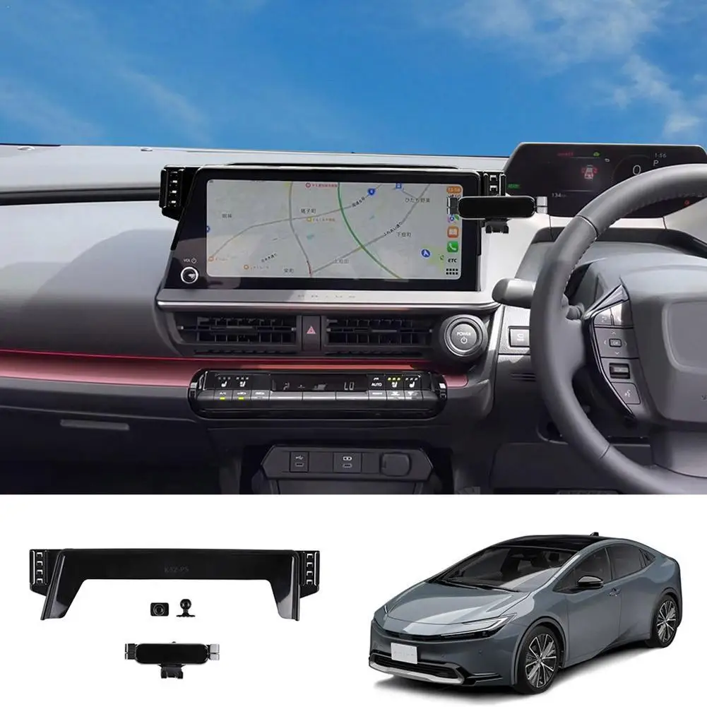 

2-in-1 GPS Holder ABS Car Phone Mount Fits 8 Inch And 12.3 Inch Screens For Toyota Prius 60 Series 2023 2024