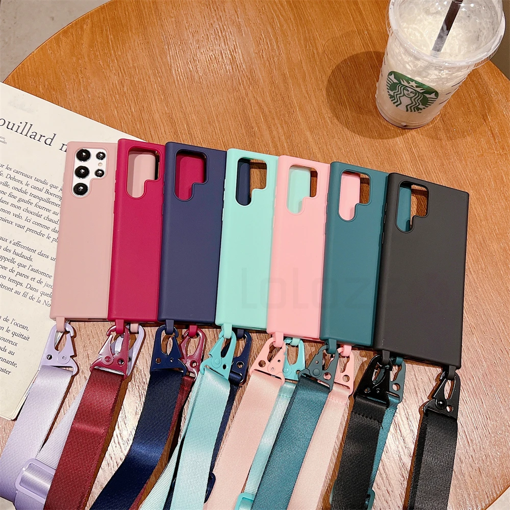 Necklace Cord Rope Soft Silicone Phone Case For Samsung Galaxy A52 A72