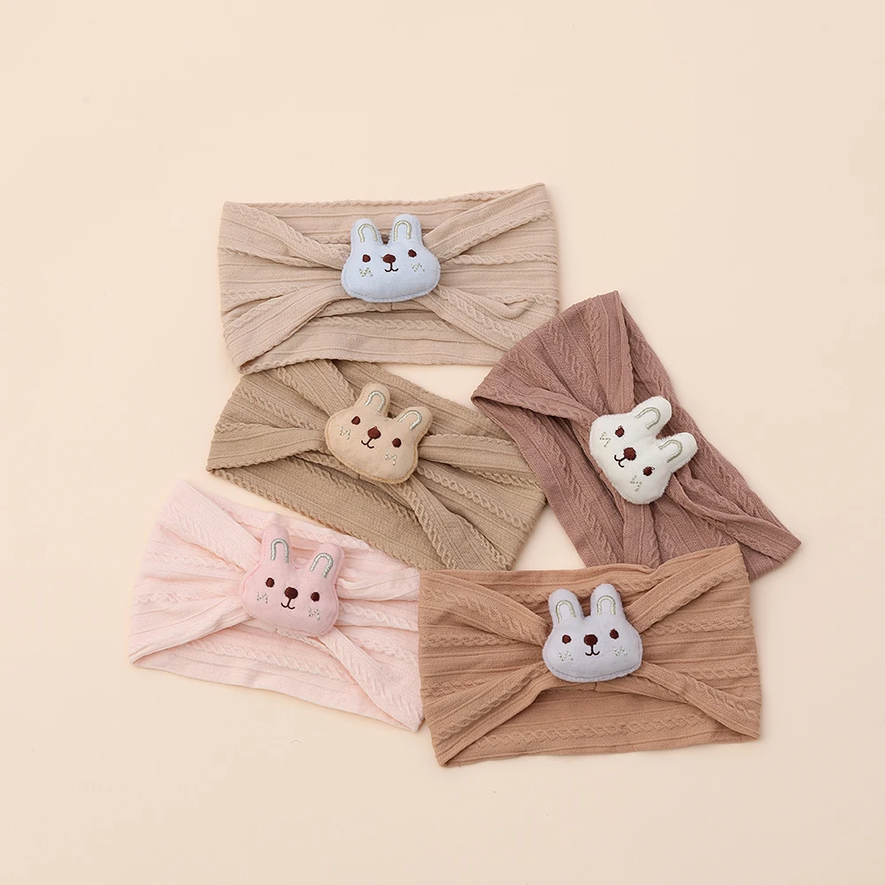 20pc/lot Cartoon Rabbit Nylon Headband Baby Natural Color Headbands Kid Girls Turban Head wraps Infant Toddler Hair Accessories free shipping 36pcs lot 2 5 pantyhose nylon headband little kids headbands can mix order