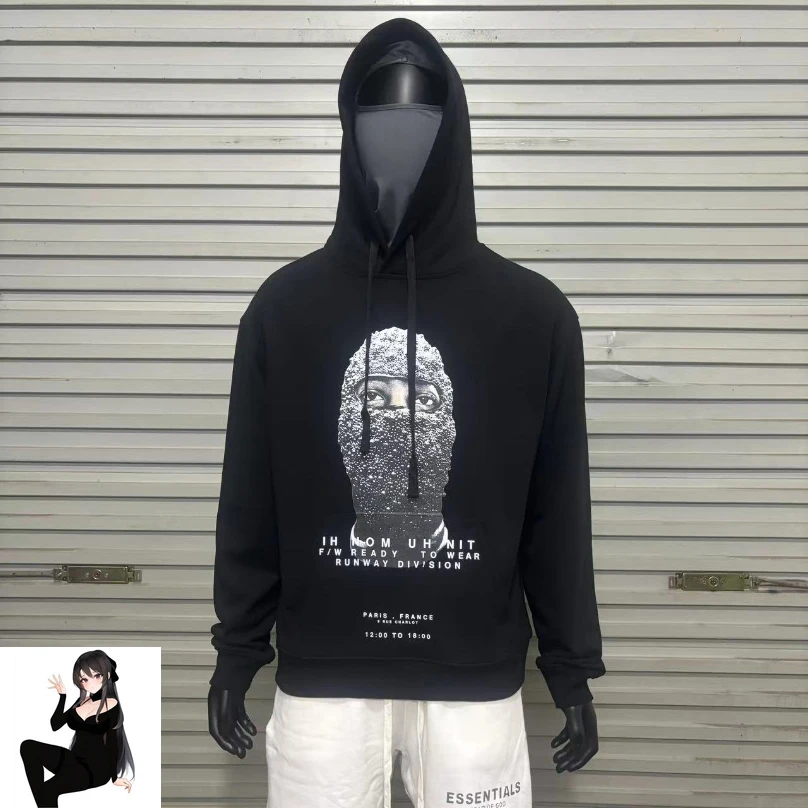 2024 IH NOM UH NIT Black Pearl Mask Pattern Hooded Hoodie Men Women Oversize Casual Sweatshirts Pullovers