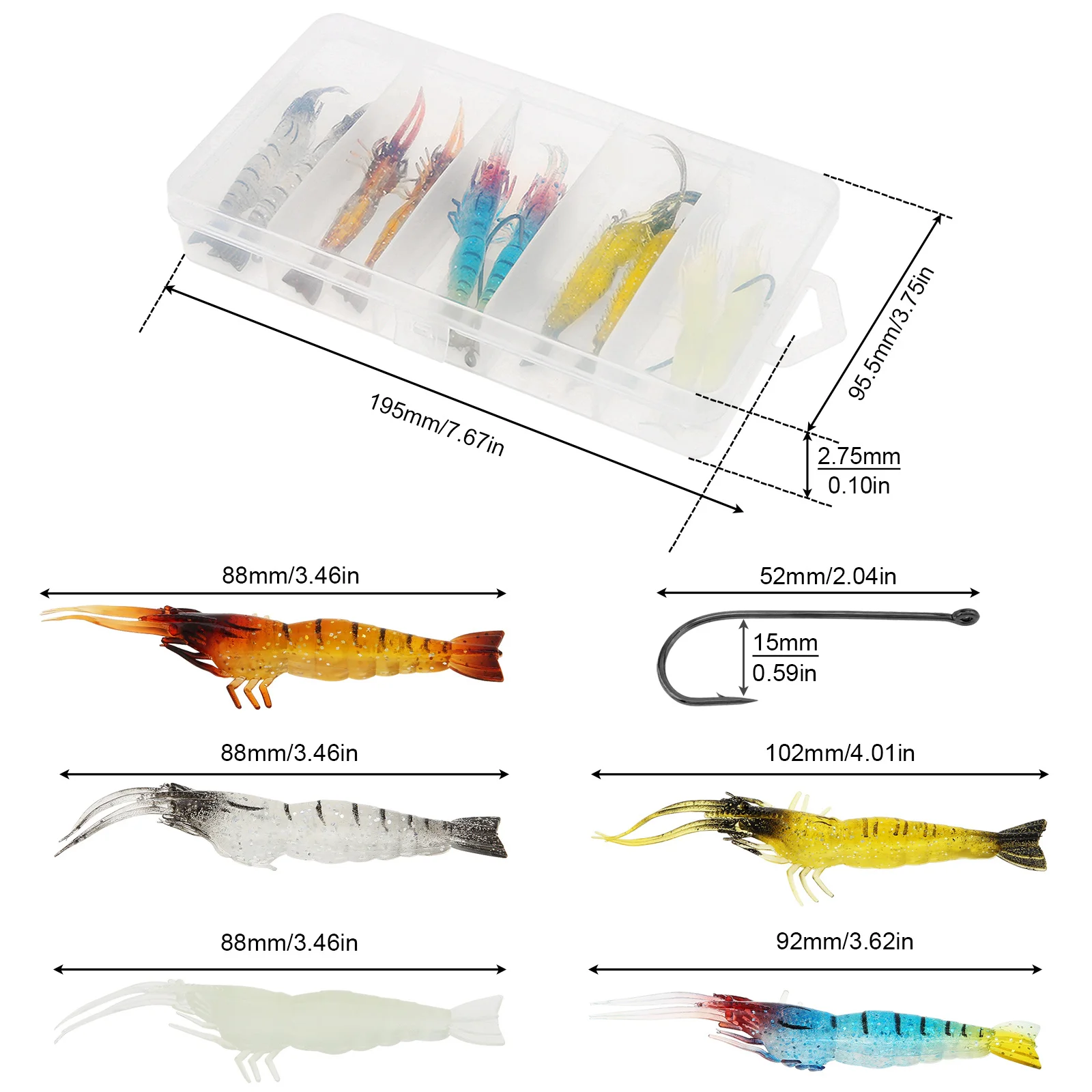 10 Fausses Crevettes De Pêche - Leurre De Pêche En Mer - Appâts Souples