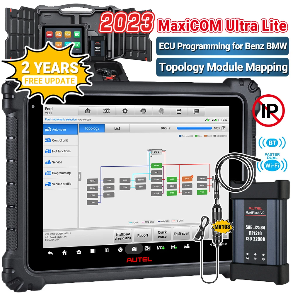 Autel MaxiCOM Ultra Lite Intelligent Diagnostic Scanner ECU Programming ...
