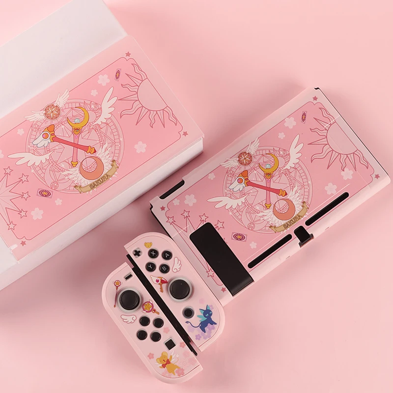Sakura-Nintendo Switch用のピンク色の保護ケース,Nintendo