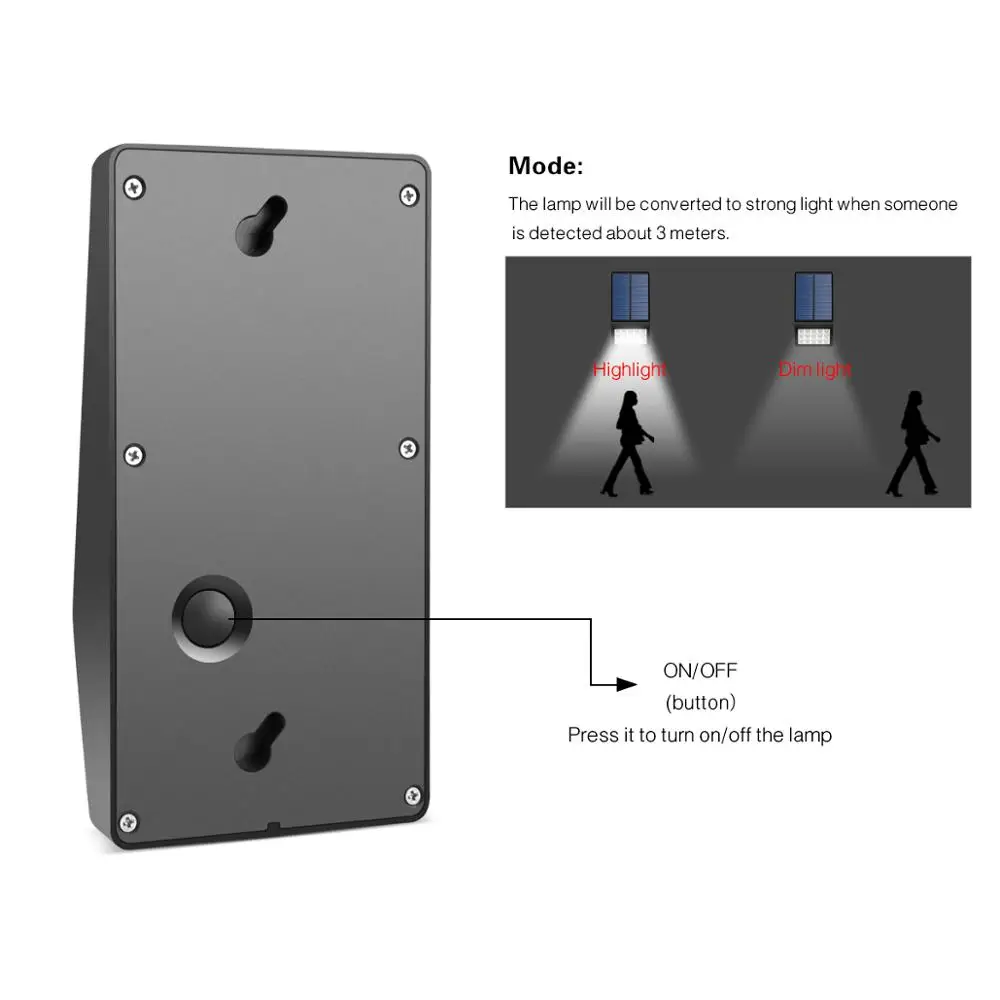 LED Solar Light Outdoor Solar Lamp Powered Sunlight Waterproof Radar PIR Motion Sensor Wall Street Light for Garden Decoration 4