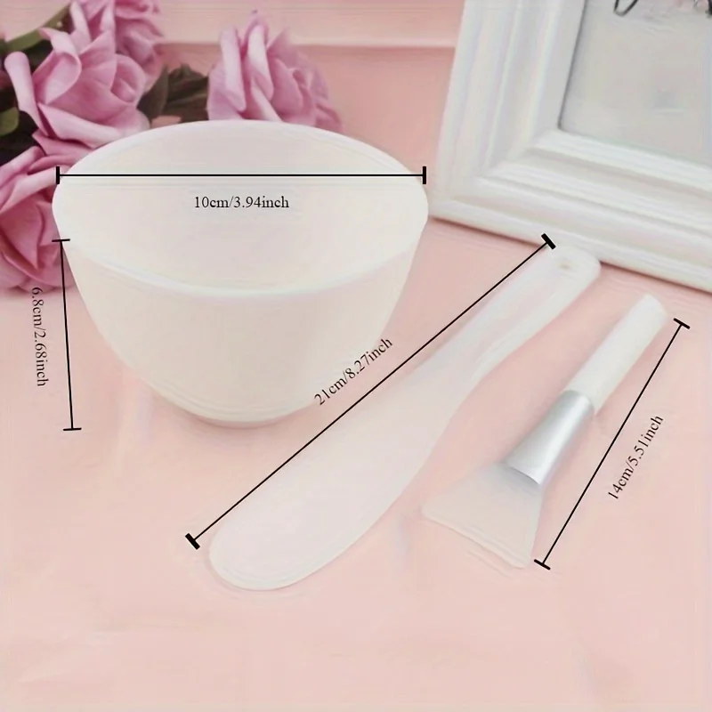 1-Set Silicone Facial Mask Mixing Bowl Kit - DIY Skincare & Mud Mask Preparation Tools with Black Bowl, Applicator Brush