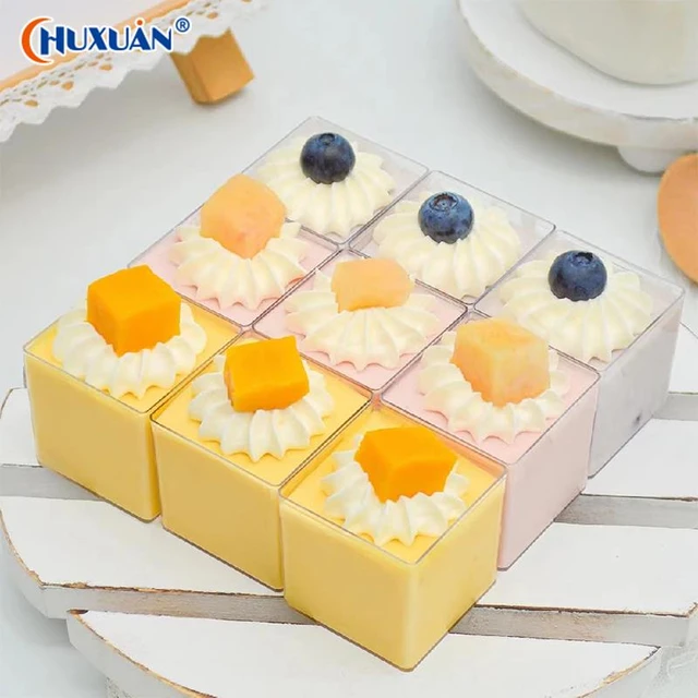 Disposable Transparent Box Lid Desserts  Disposable Plastic Dessert Cups  Lid - Disposable Cups - Aliexpress