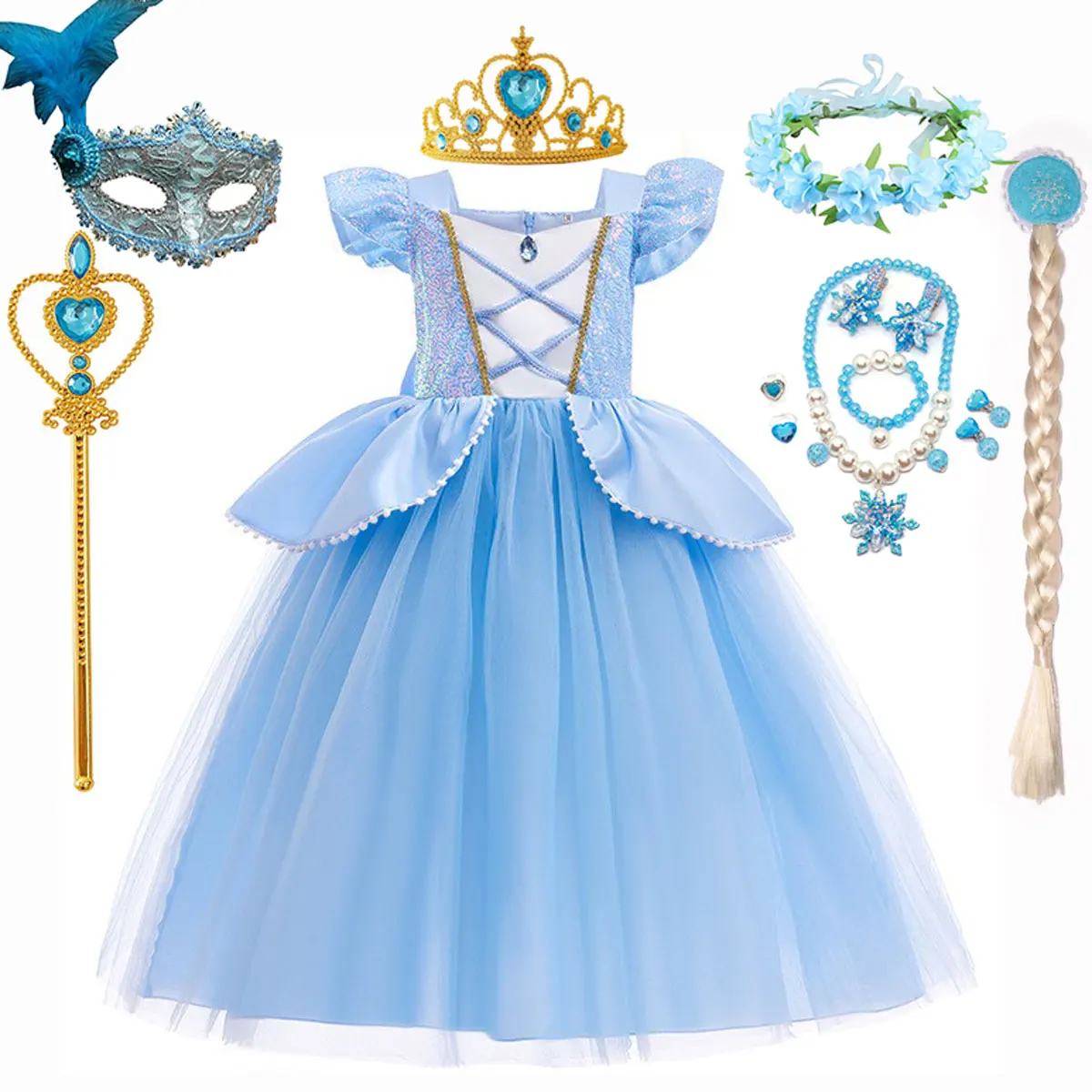 

Fantasy Cinderella Dress for Girls Fairy Kids Carnival Princess Party Masquerade Performance Costume Toddler Girl Infant Gowns