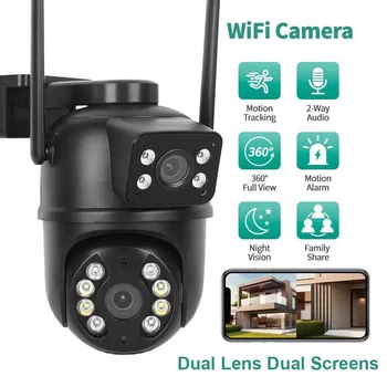 8MP 4K Dual Lens Dual Screens PTZ Wifi Camera AI Human Detection Wireless Outdoor CCTV Security IP Camera 1