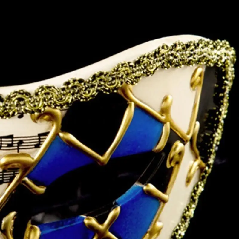 39bd Halbgesicht Masquerade Mask Carnivals Designs karierte Spitzenkanten Mardi Gras Mask für Festivals Party Anlass – Detail 10