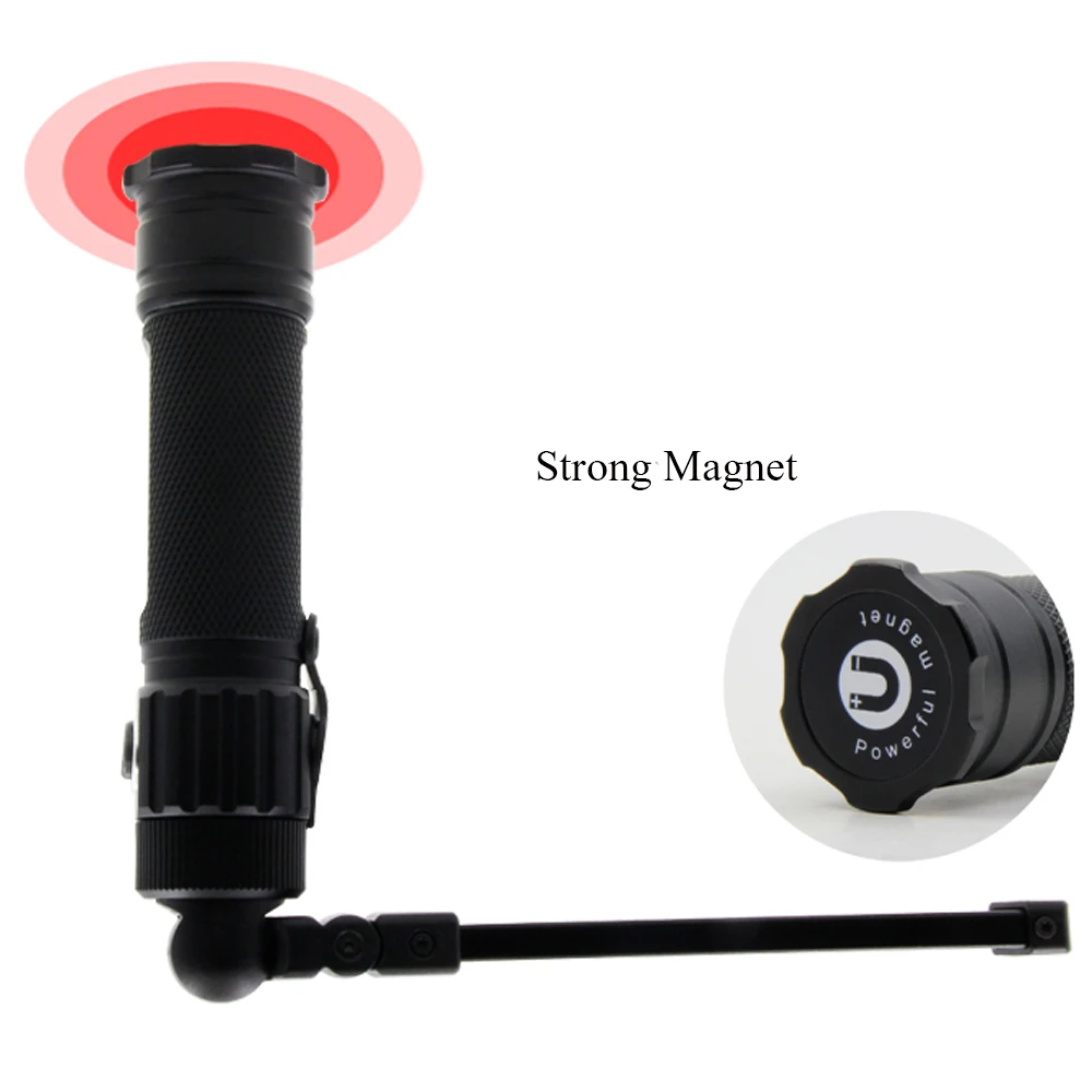 COB XPE LED Camping Emergency Flashlight 18650 USB Garage Work Light 360&deg; Folding Magnetic Inspection Lamp Red SOS Strobe