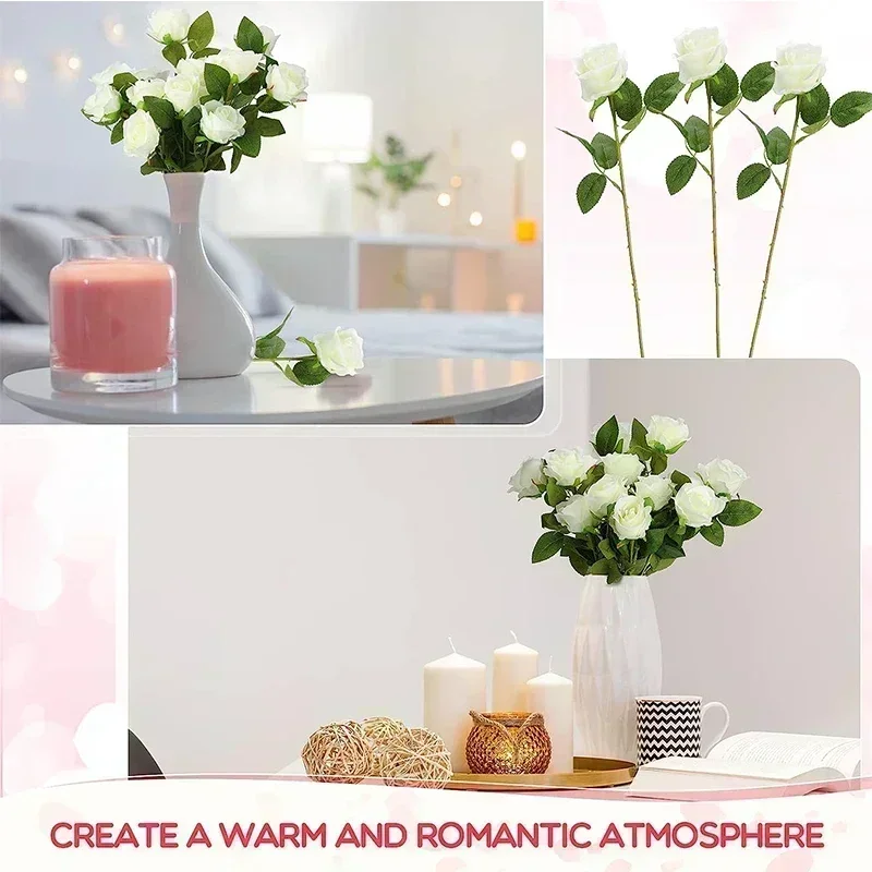 50 Pcs Artificial Flowers Silk Roses Bouquet for Home Wedding Centerpieces Party Decorations