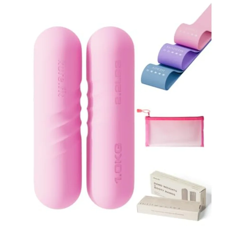 Purple Wrist & Ankle Weights + Pink Hand Weight Bars Bundle Set