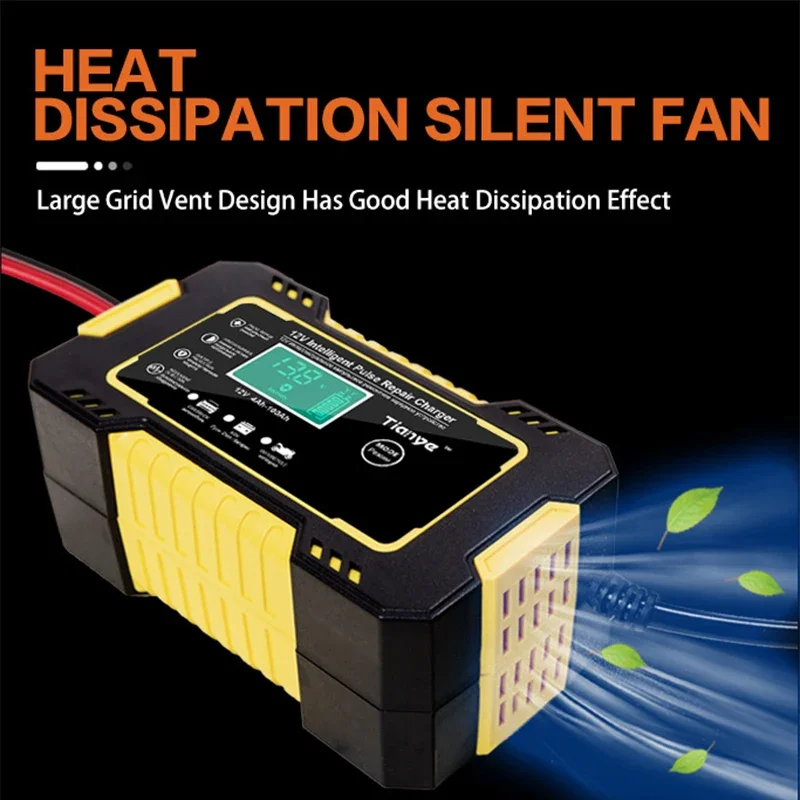 Full Automatic Car Battery Charger 12V 6A Digital Display Battery Charger Power Puls Repair Chargers Wet Dry Lead Acid