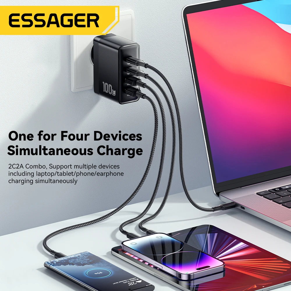 Essager-usb tipo c Carregador Rápido Carregador de Telefone Carga Rápida 4.0 3.0 100w 65w Pd3.0 Macbook Laptop Smartphone - Image 6