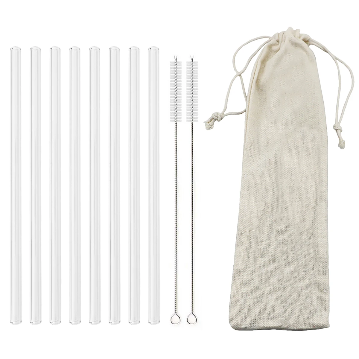 Eco-Friendly Reusable Glass Straw Set with Cleaning Brush