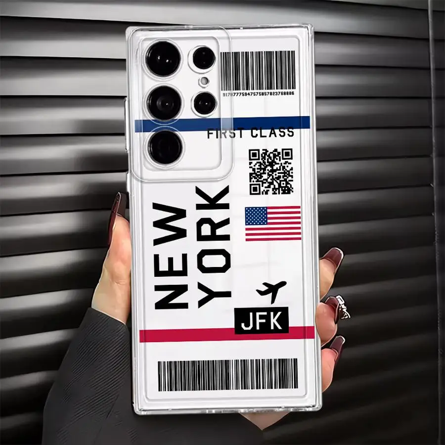 Airplane Ticket Pattern Soft Phone Cover Case
