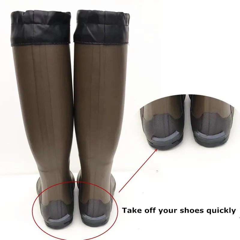 Soft Folding Waterproof Rain Boots Men Women Outdoor Fishing Boots Shoes High-top Lightweight Rubber Non-slip Wading Shoes