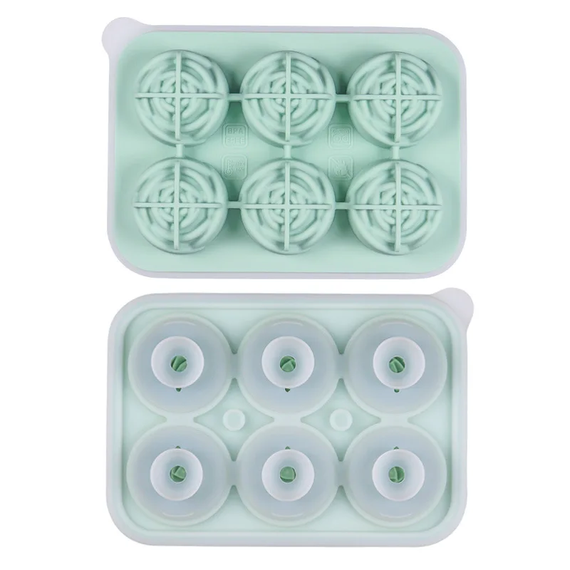 Custom 3D Rose Flower Shape Grids Ice-Cube Molds DIY Homemade Whiskey Reusable Silicone Ice Cube Tray With Lid
