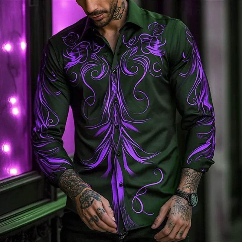 Description Picture 5 of itemMen's shirt lapel casual sports comfortable and light outdoor street high-quality material HD pattern 2024 new men's tops