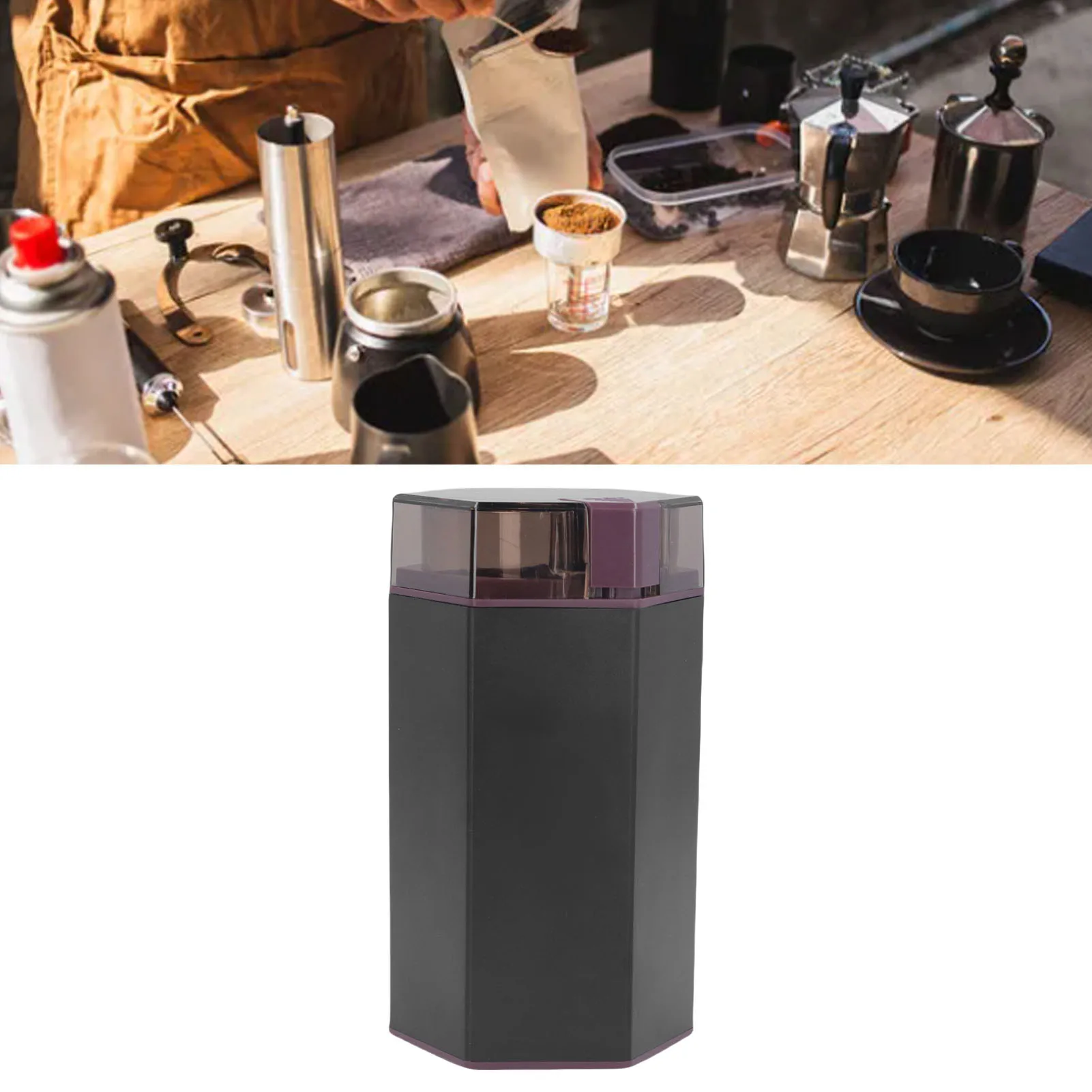 مطحنة القهوة الكهربائية 150 واط 30000 دورة في الدقيقة غطاء شفاف مطحنة حبوب القهوة الكهربائية مع فرشاة تنظيف للمنزل