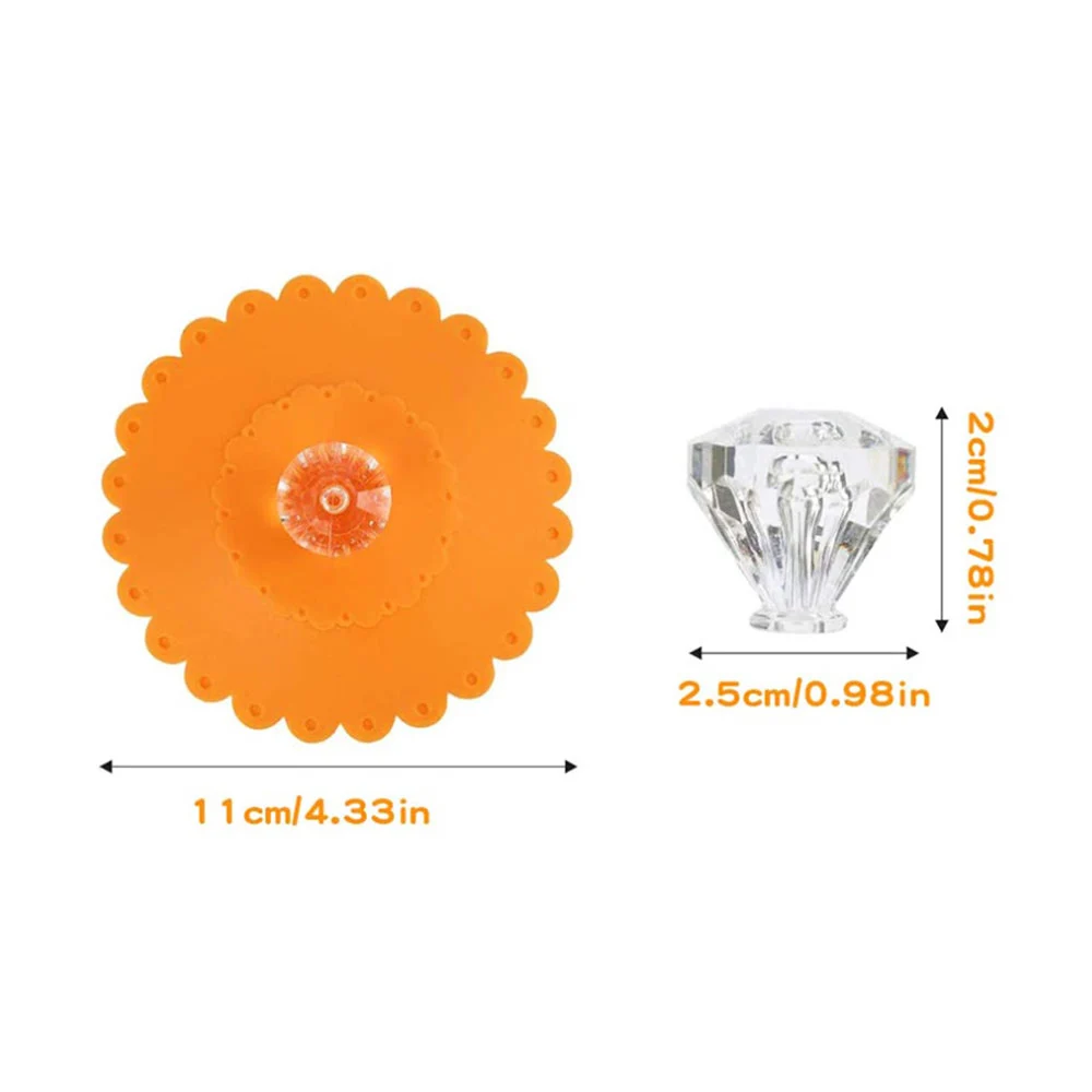 Silicone 6Pcs 11CM Transparent Diamond With Flower Pattern Cup Lids Dust-Proof Silicone Mug Cover Bright Color Drink Cup Lid