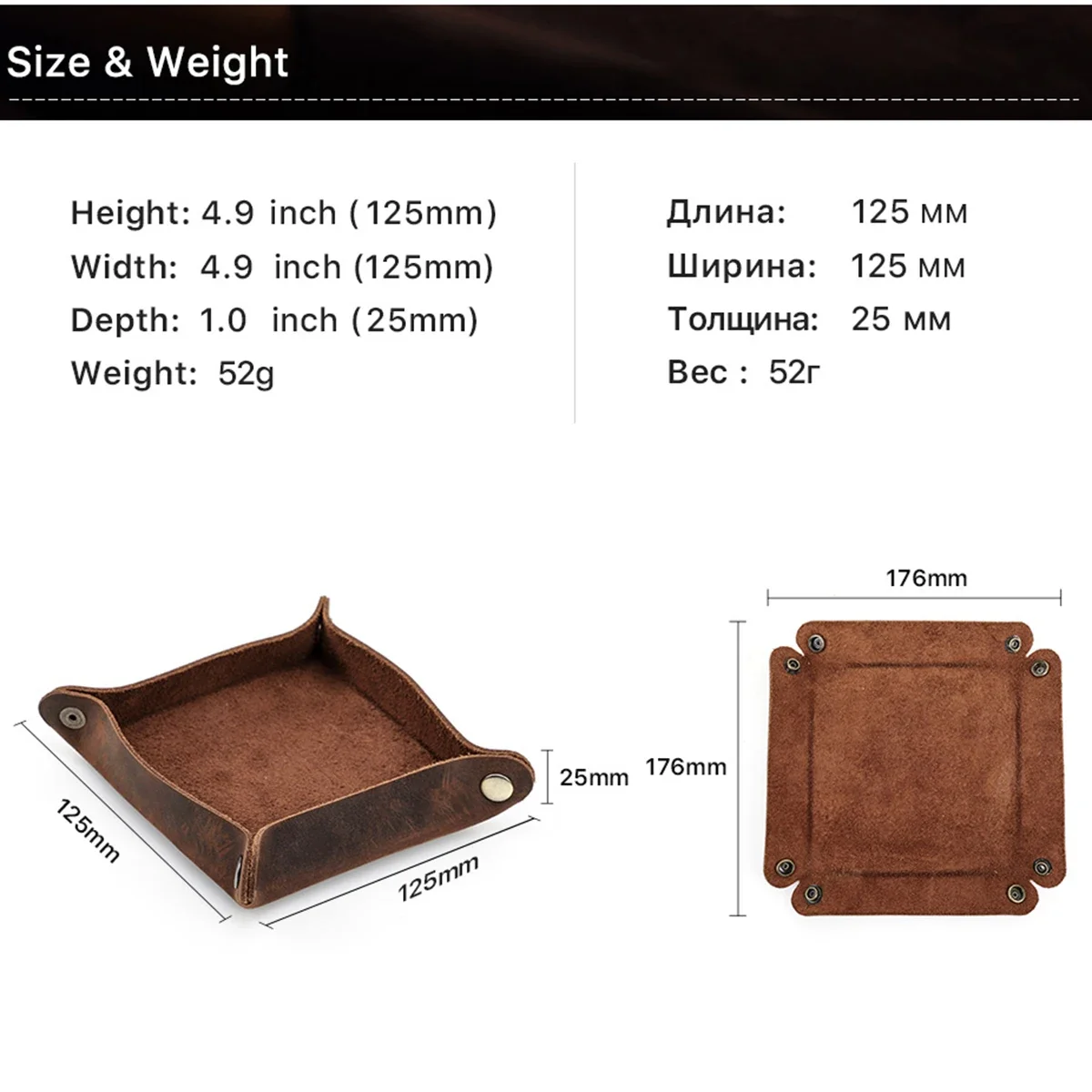 Storage Tray Creative Genuine Leather Valet Snap Home Office Desk Organizer Jewelry Pen Key Coin Desktop Folding storage tray,office supplies set