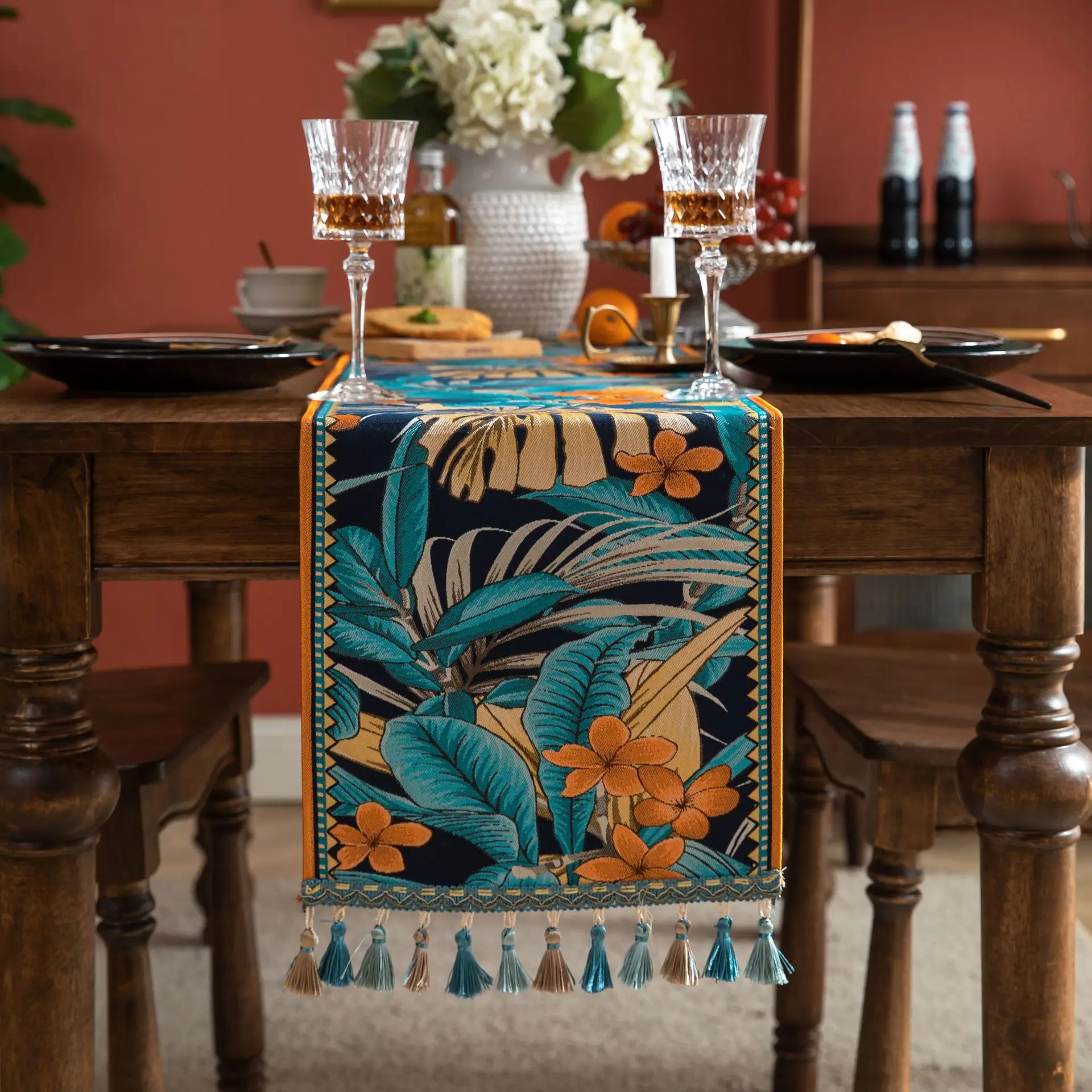 

American Jacquard Table Flag, Polyester and Cotton Strip, Table Cloth, Runner Mat, TV Cabinet, Bucket Cabinet, MF400, New