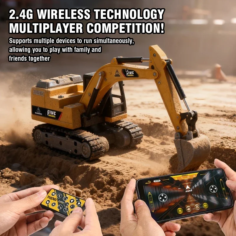 Démonstration du bras articulé de la pelleteuse RC 2.4GHz creusant dans du sable