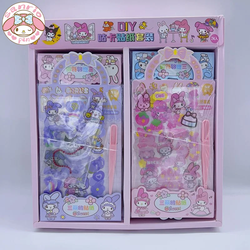 

24/48pcs Sanrio Sticker Explosion Series Melody Guka Transparent Sticker Set Student Stationery Supply Birthday Gift Wholesale