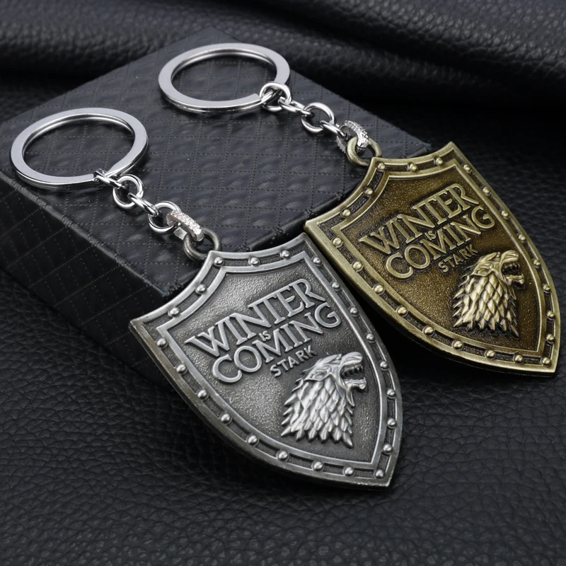 Movie Keychain House-Stark-Of-Winterfell Wolf Badge Sign Pendant Keyring Key Holder Jewelry Fine Cosplay Props Gift For Friends anime keychain game keychain mini sword keychain anime keychain pendant