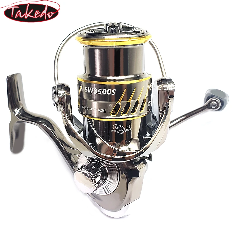 Рыболовные катушки для морской рыбалки TAKEDO ST05, максимальное усилие фрикциона 18 кг, Передаточное отношение 6,2: 1, 6 + 1, катушка с металлическим корпусом, 2500S, 3500S, катушка для ловли карпа